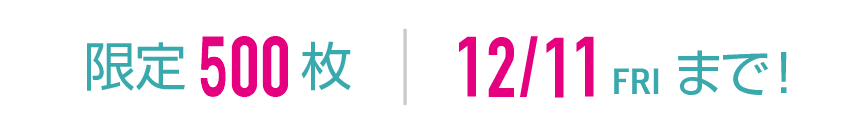 限定500枚 12/11（金）まで！