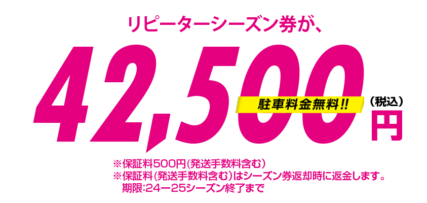 大人全日シーズン券（駐車場料金込！）46,500円税込