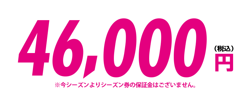 大人全日シーズン券（駐車場料金込！）42,500円税込